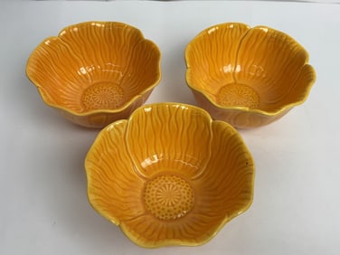 (3) Vintage Belmar CA Porcelain Flower Bowls