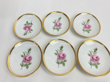 (6) Vintage Germany Porcelain Floral Plates