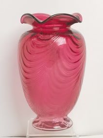 Vintage Fenton Glass Cranberry Drape Vase