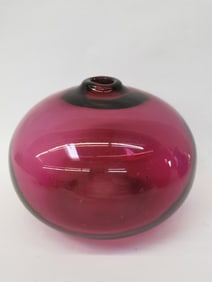 Vintage Handblown Pilgrim Glass Cranberry Squat Bu