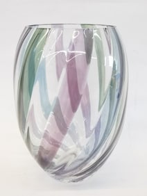 Vintage Bohemian Swirl Art Glass Vase