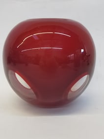 Vintage Murano Italy Red Cased Art Glass Vase