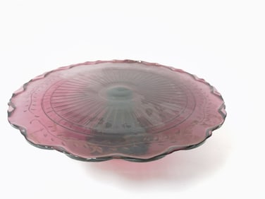 Vintage Amethyst Depression Glass Cake Plate