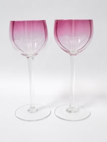 Pr. of Vintage Pink Wine Glasses
