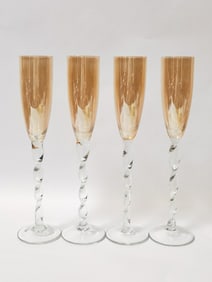 (4) Vintage Royal Danube Spiral Stem Champagne Gla