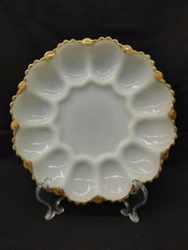 Vintage Anchor Hocking Milk Glass Deviled Egg Dish