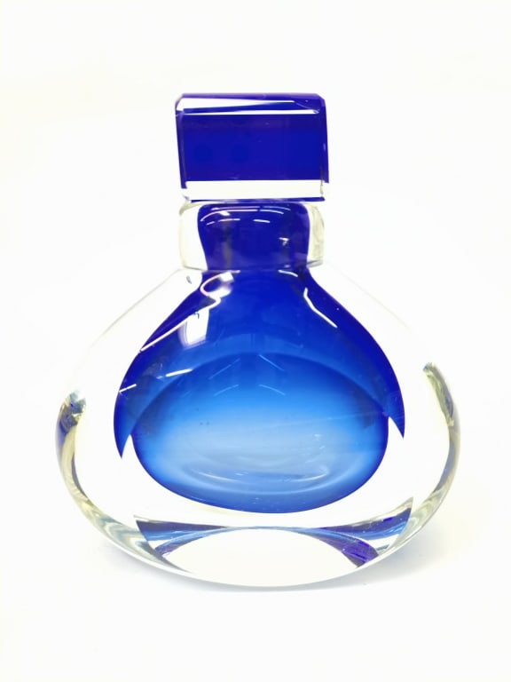 Vintage Murano Italy Cobalt Blue/Clear Glass Perfu (1 of 5)