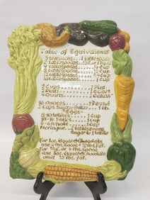 1977 E. Barrosa Porcelain Vegetable Recipe Wall De