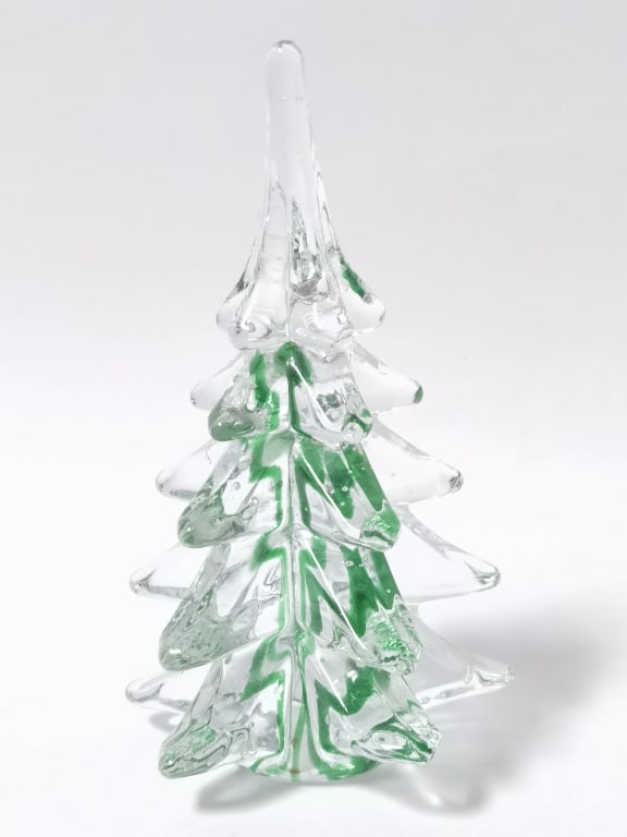 Vintage Clear/Green Crystal Christmas Tree: Vintage Clear/Green Crystal Christmas Tree, 5.5in
