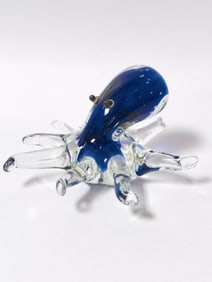 Vintage Murano Italy Blue/Clear Art Glass Octopus
