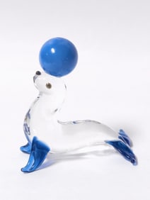 Vintage Murano Italy Blue Art Glass Sea Lion