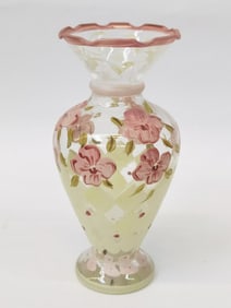 Vintage Fenton Glass Hand Painted Flower Vase