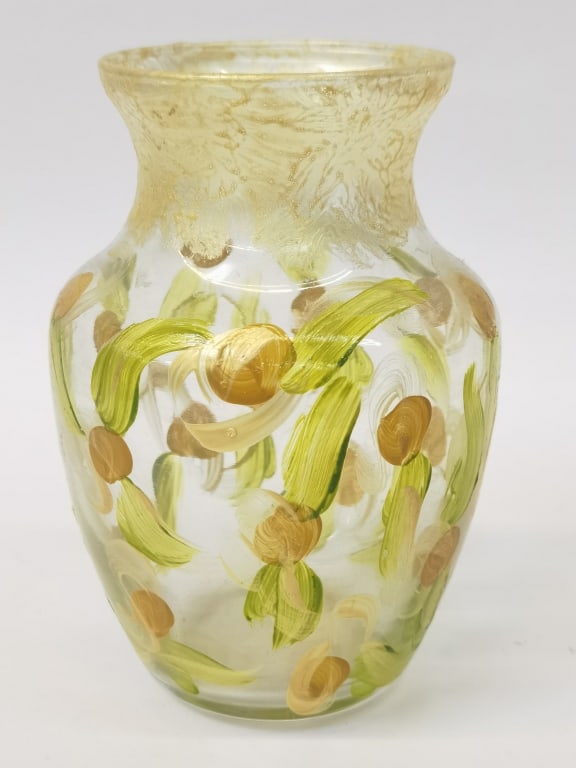 Vintage Hand Painted Art Glass Vase (1 of 2)