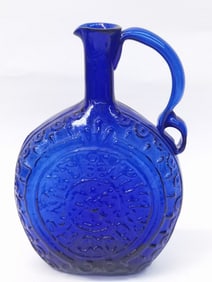 Vintage Hand Blown Cobalt Blue Glass Decanter