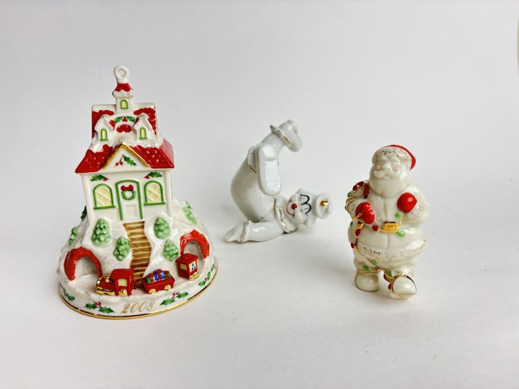 (2) Lenox Porcelain Christmas Figurine and (1) Clo (1 of 3)