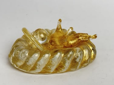 Vintage Murano Italy Gold Glitter Glass Baby Jesus