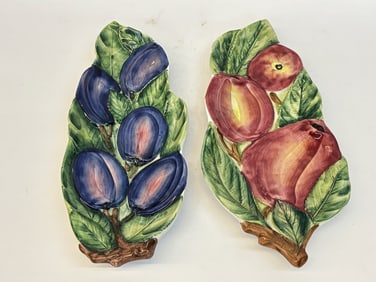 (2) Vintage Italian Porcelain Majolica Fruit Dishe
