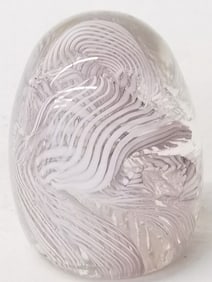 Vintage Murano Italy Pink Swirl Glass Egg Paperwei