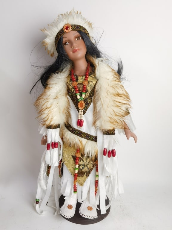 Kinnex Collection Native American Induma Porcelain: Kinnex Collection Native American Induma Porcelain Doll, 17in