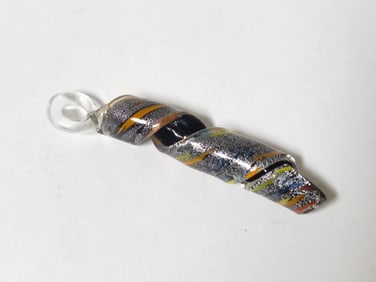 Murano Italy Glitter Art Glass Twist Pendant