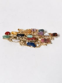 Costume Gold Tone Rhinestone Brooch