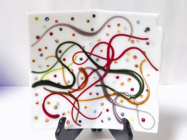 Vintage White Art Glass Shallow Bowl