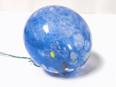 Vintage Blue Splatter Art Glass Ornament