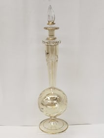 Large Vintage Egyptian Gilt Gold Glass Perfume Bot