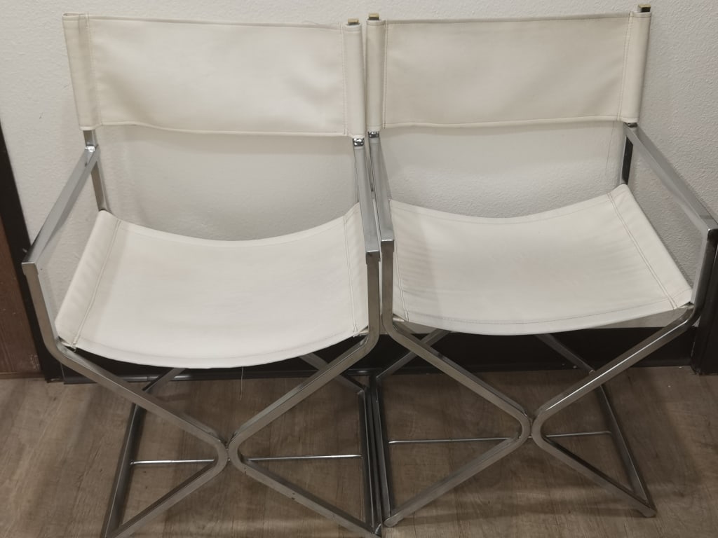 Pr. of Mid-20th C. Chrome Base Leather Director's (1 of 4)