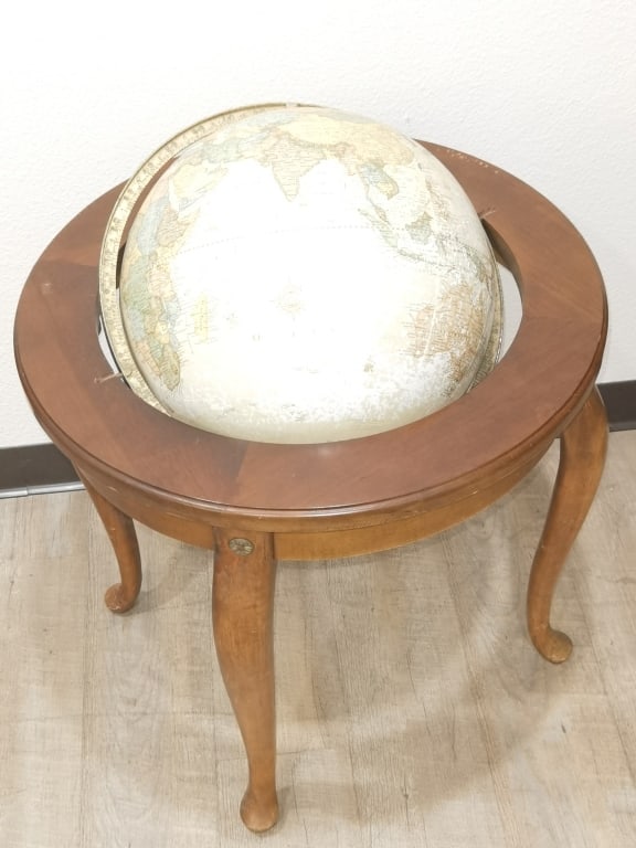 Vintage Wood Frame Globe: Vintage Wood Frame Globe, 31in by 25in