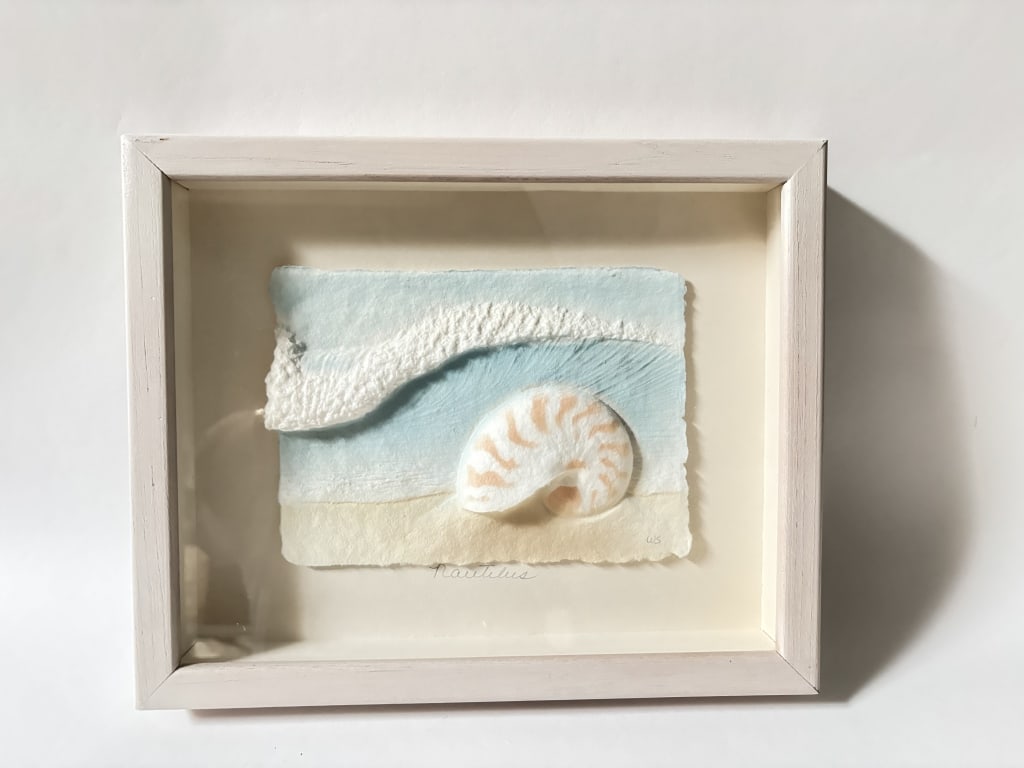 Vintage Signed Nautilus Framed Multimedia 3D Art (1 of 3)