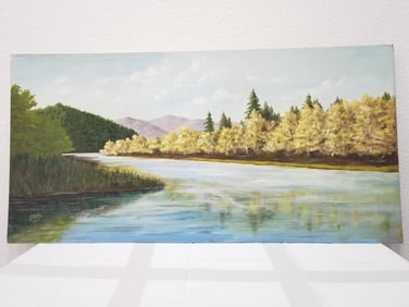 Signed Olds Landscape Oil Painting on Canvas