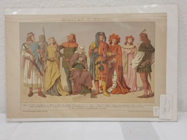 Circa 1890 Lithograph of Figures