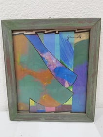 Signed Geometric Watercolor Painting