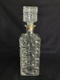 Vintage Clear Glass Whiskey Decanter