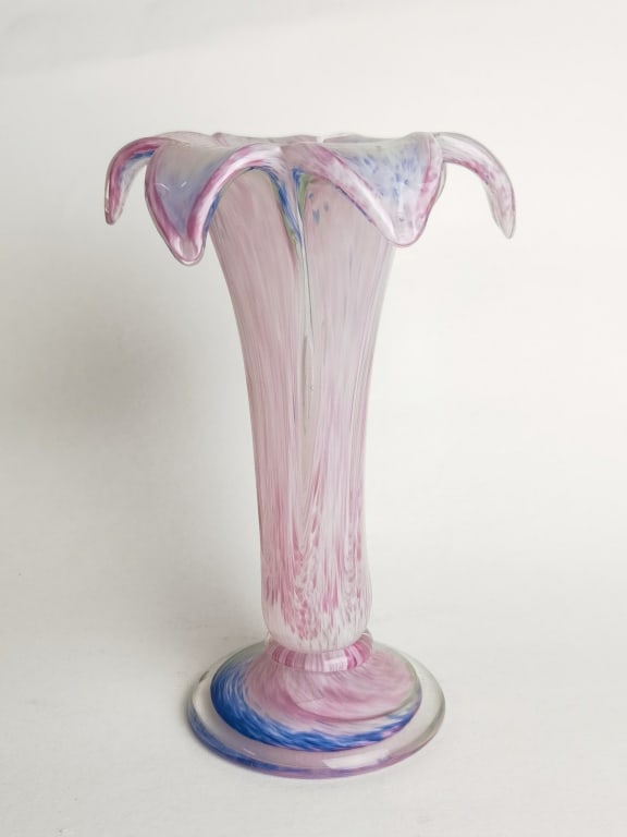 Vintage Murano Italy Pink Art Glass Flower Vase (1 of 4)