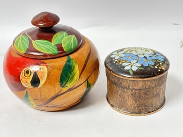 (2) Vintage Hand Painted Boxes
