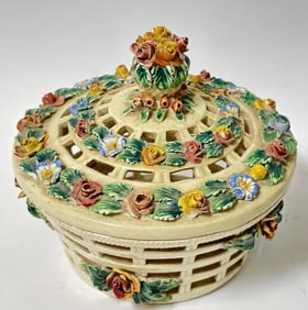 Vintage Porcelain Floral Jewlery Box