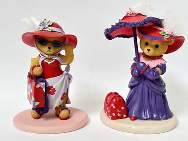 (2) Hamilton Collections Happy Hatter Teddy Figuri