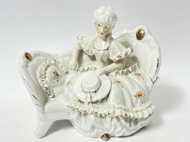 Vintage Porcelain Lady Sitting on Sofa