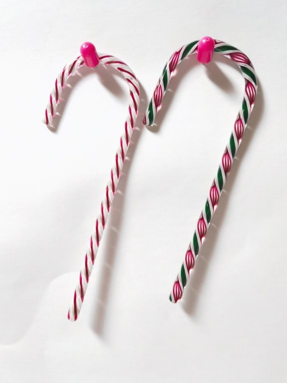 (2) Vintage Murano Italy Art Glass Candy Cane Orna (1 of 3)