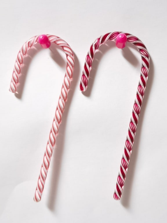 (2) Vintage Murano Italy Art Glass Candy Cane Orna (1 of 3)