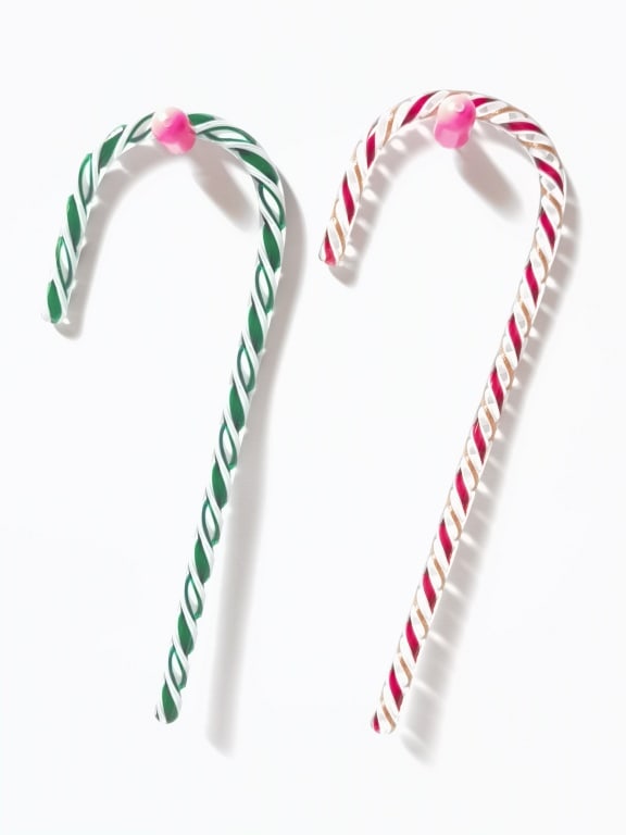 (2) Vintage Murano Italy Art Glass Candy Cane Orna (1 of 3)
