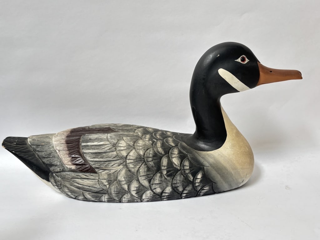 Vintage Hand Painted Wood Carved Duck Decoy (1 of 4)