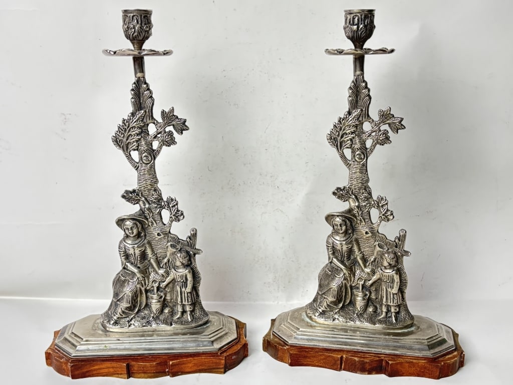 Pr. of Silver Plated Figural Candlesticks (1 of 4)