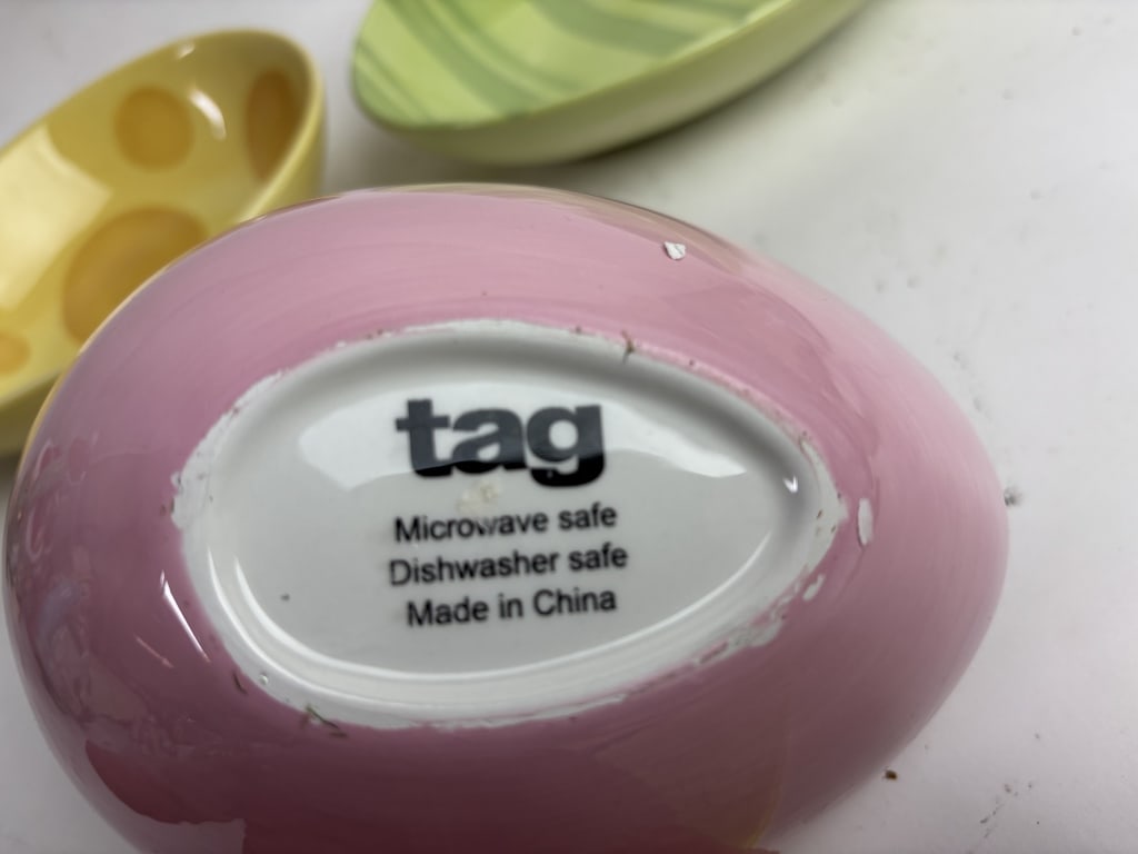 (3) Tag Porcelain Easter Egg Dishes - 3