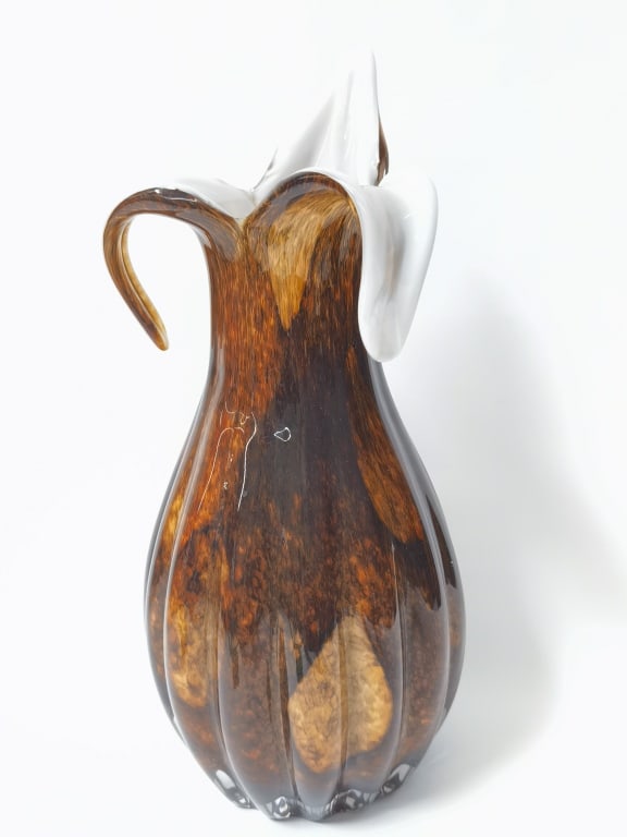 Vintage Murano Italy Ribbled Art Glass Vase (1 of 5)