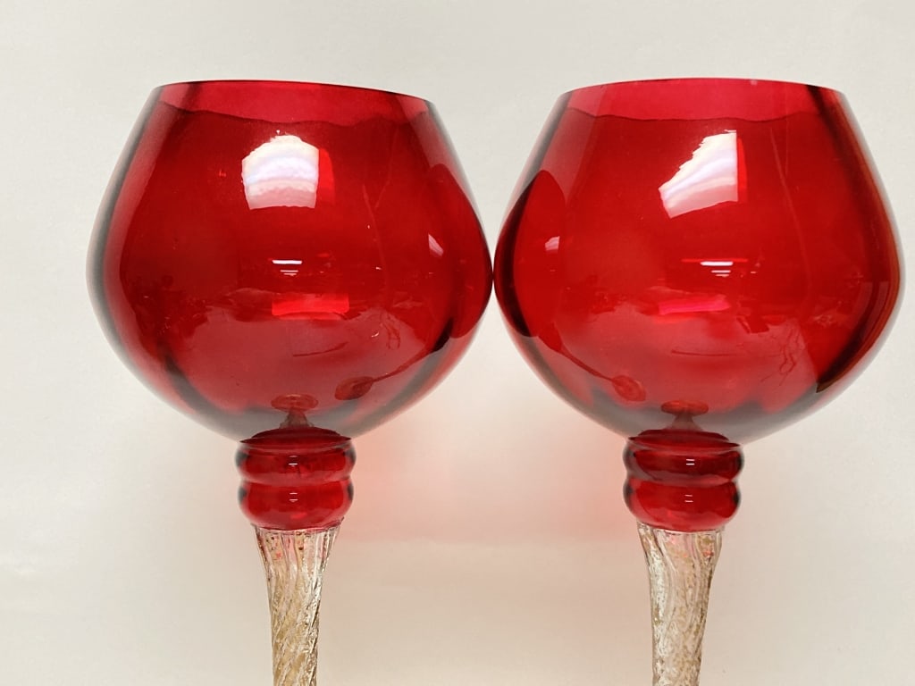 (2) Home Essentials Red Voltare Glasses - 2
