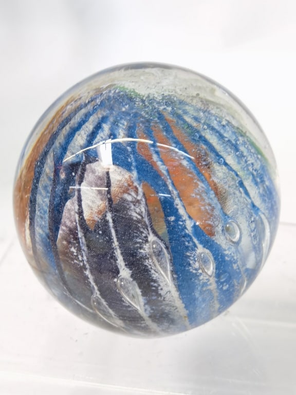 Vintage Signed Art Glass Paperweight - 3
