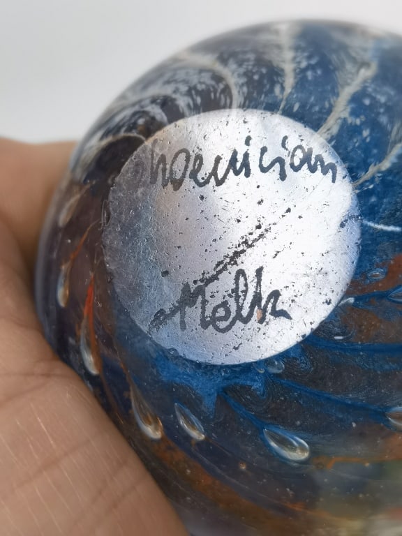 Vintage Signed Art Glass Paperweight - 4